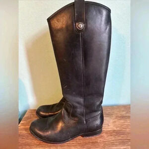 Frye Melissa Button Black Leather Tall Riding Boots - Women’s Size 7